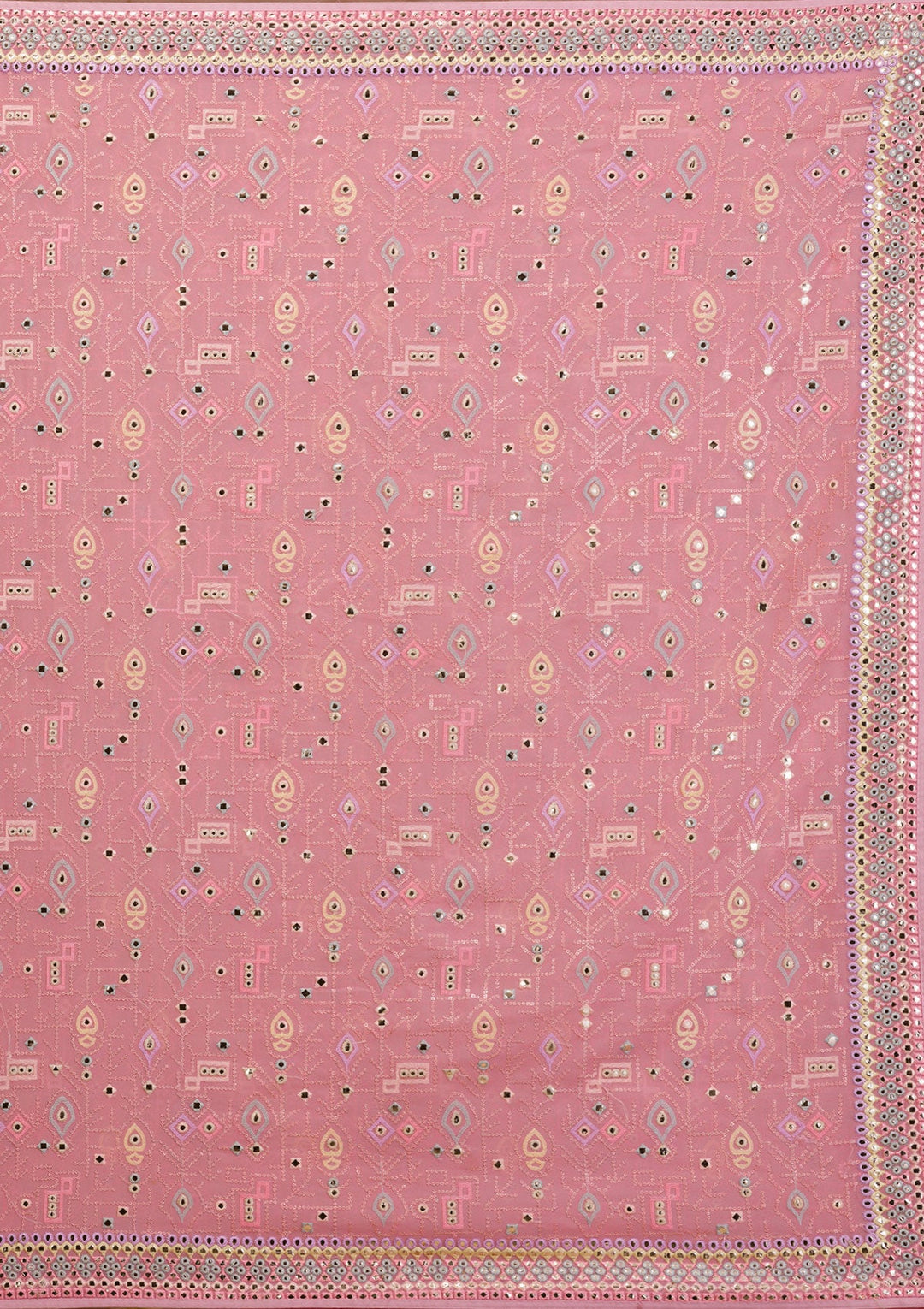 Pink Gotapatti Geogette Saree-Koskii