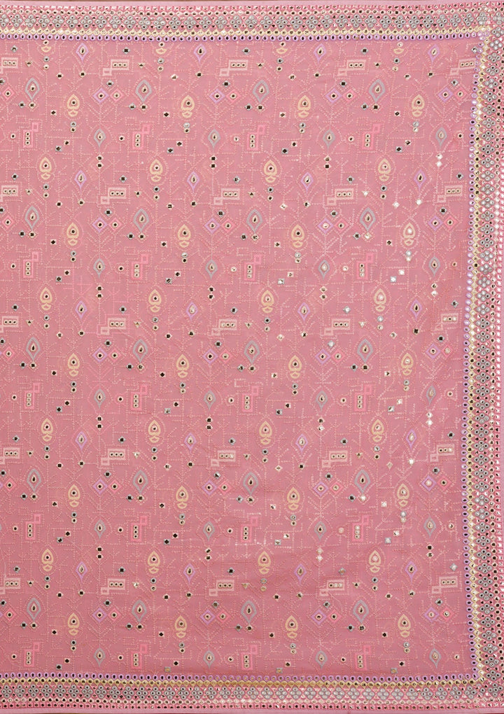 Pink Gotapatti Geogette Saree-Koskii