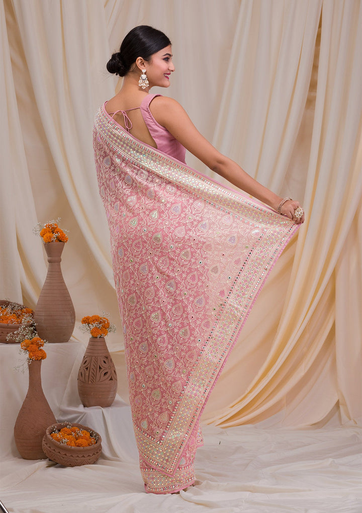 Pink Gotapatti Georgette Saree-Koskii