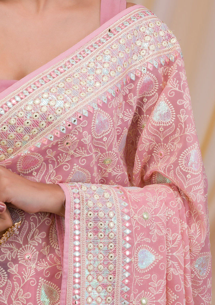 Pink Gotapatti Georgette Saree-Koskii
