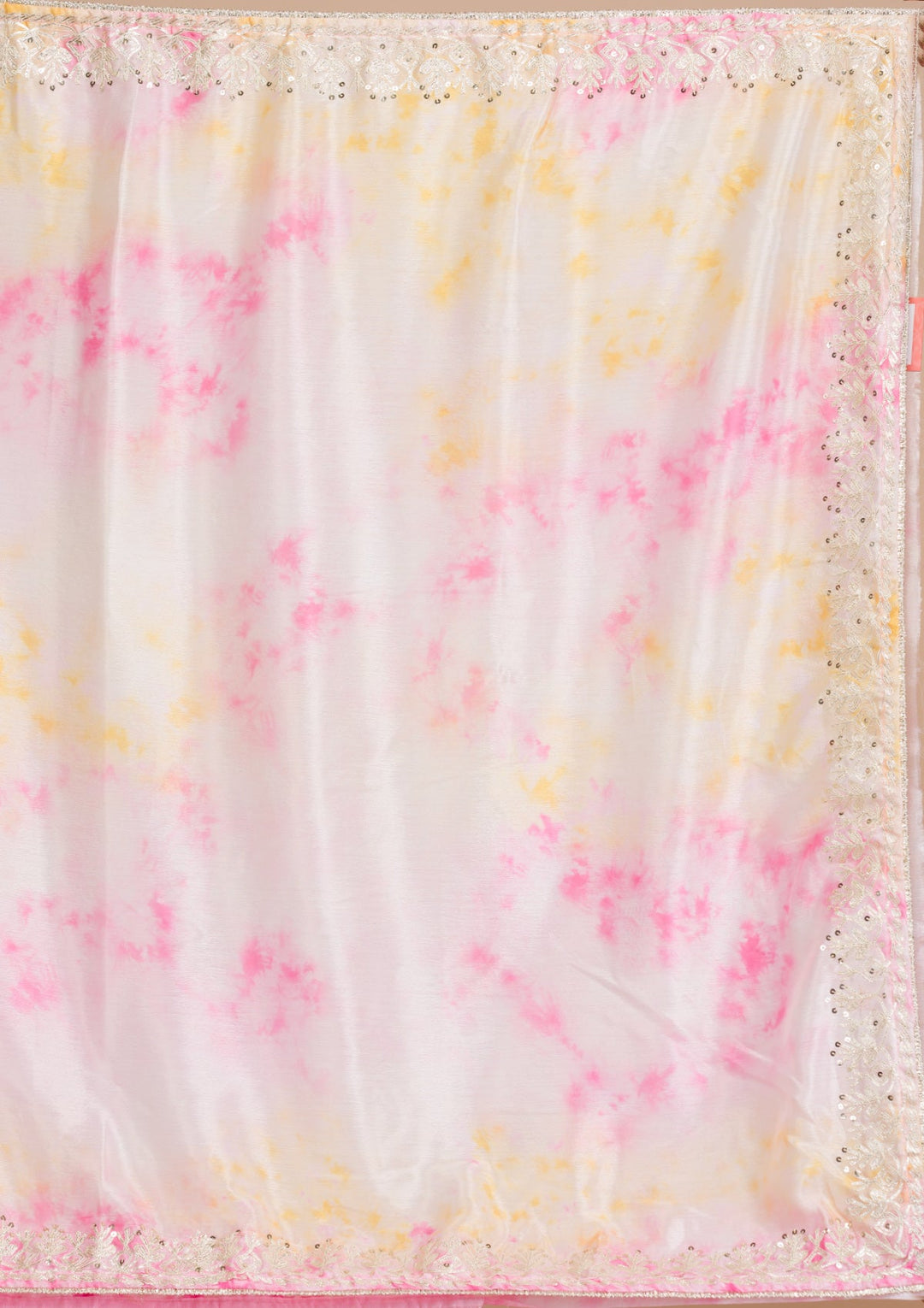 Pink Gotapatti Semi Crepe Saree-Koskii