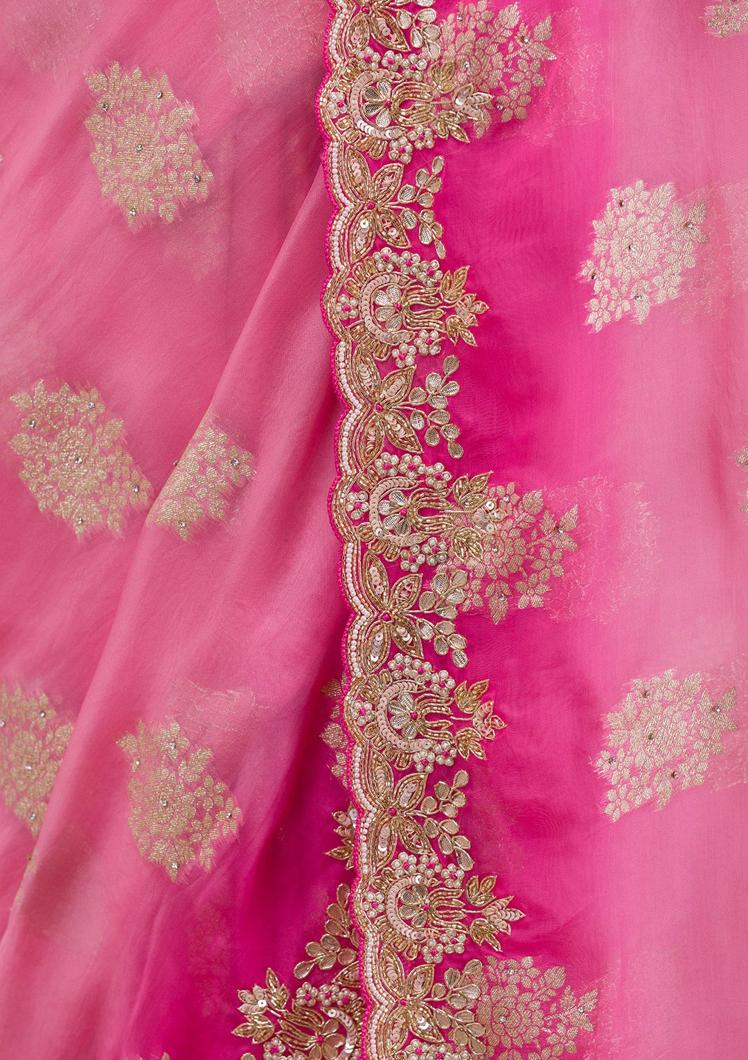 Pink Gotapatti Tissue Saree-Koskii