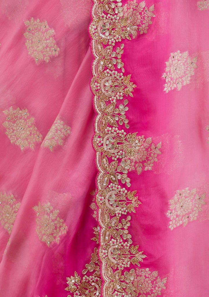 Pink Gotapatti Tissue Saree-Koskii