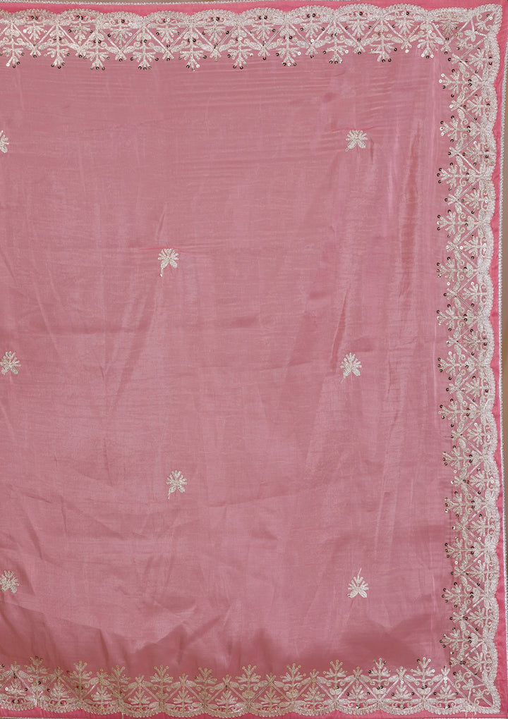 Pink Gotapatti Tissue Saree-Koskii