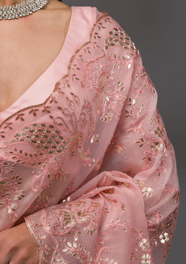 Pink Gotapatti Tissue Saree-Koskii