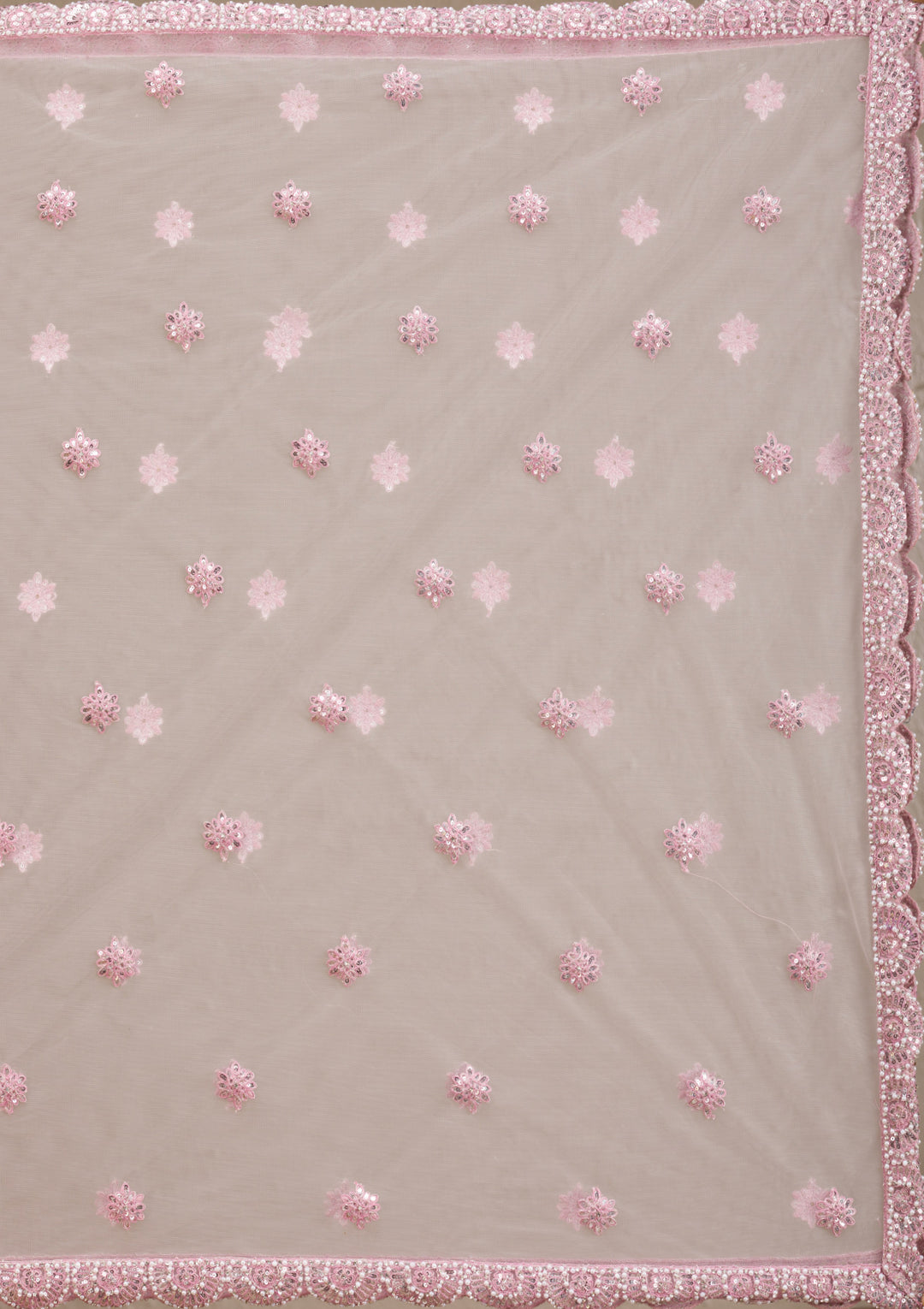 Pink Mirrorwork Net Readymade Lehenga