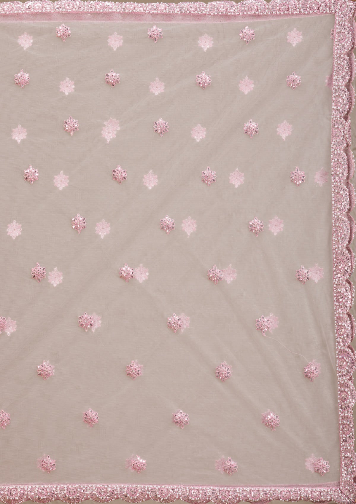 Pink Mirrorwork Net Readymade Lehenga