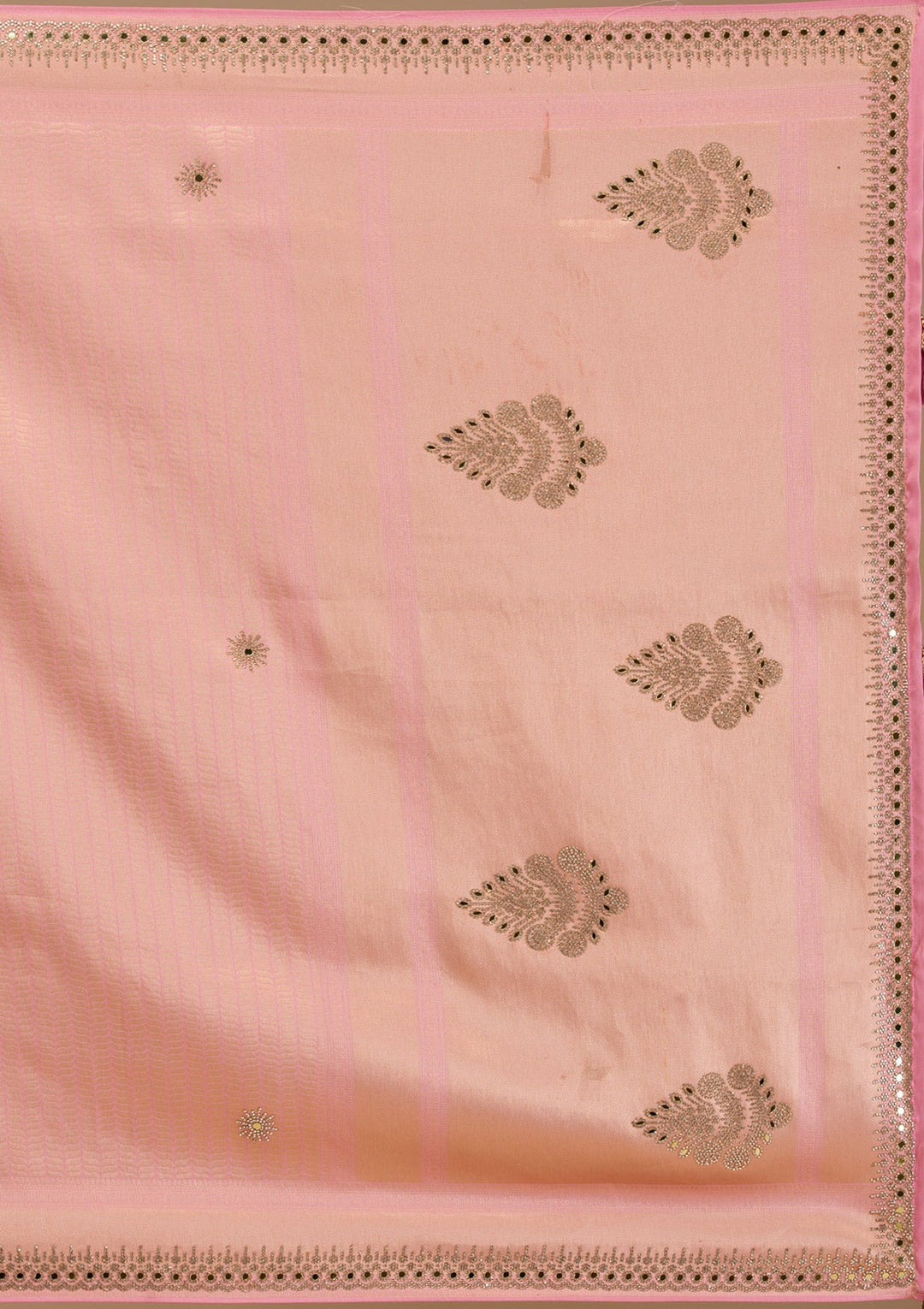 Pink Mirrorwork Soft Silk Saree-Koskii