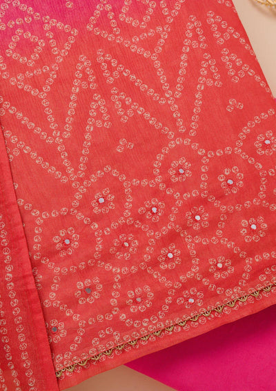 Pink Mirrorwork Tissue Unstitched Salwar Suit