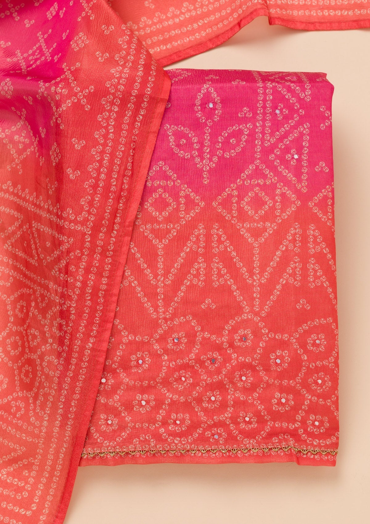 Pink Mirrorwork Tissue Unstitched Salwar Suit