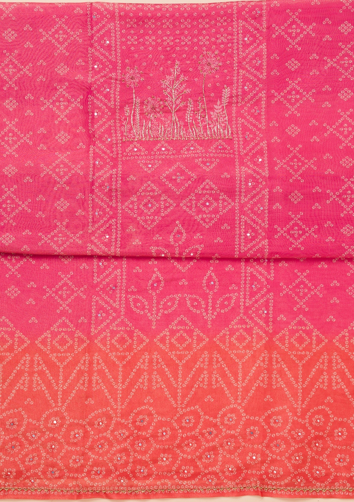 Pink Mirrorwork Tissue Unstitched Salwar Suit