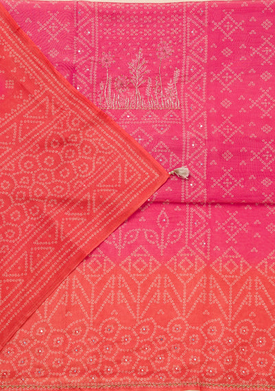 Pink Mirrorwork Tissue Unstitched Salwar Suit