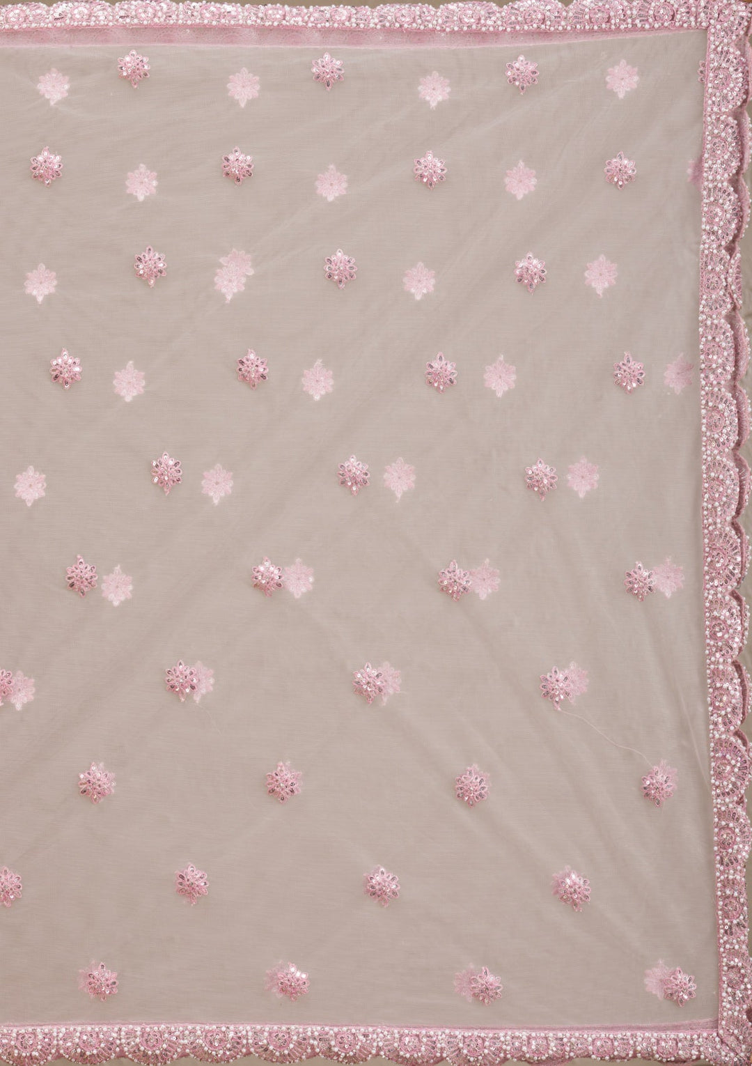 Pink Pearlwork Net Readymade Lehenga-Koskii