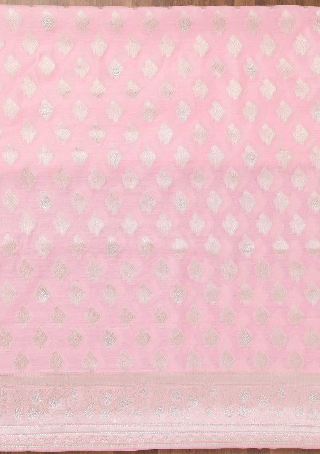 Pink Printed Banarasi Unstitched Salwar Suit-Koskii