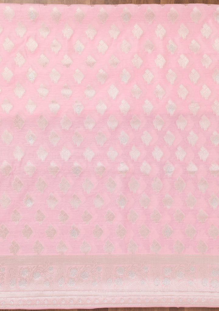 Pink Printed Banarasi Unstitched Salwar Suit-Koskii