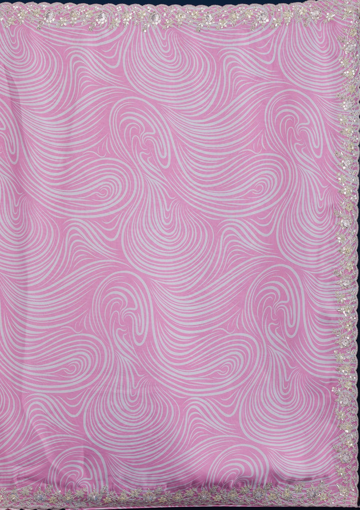 Pink Printed Georgette Saree-Koskii