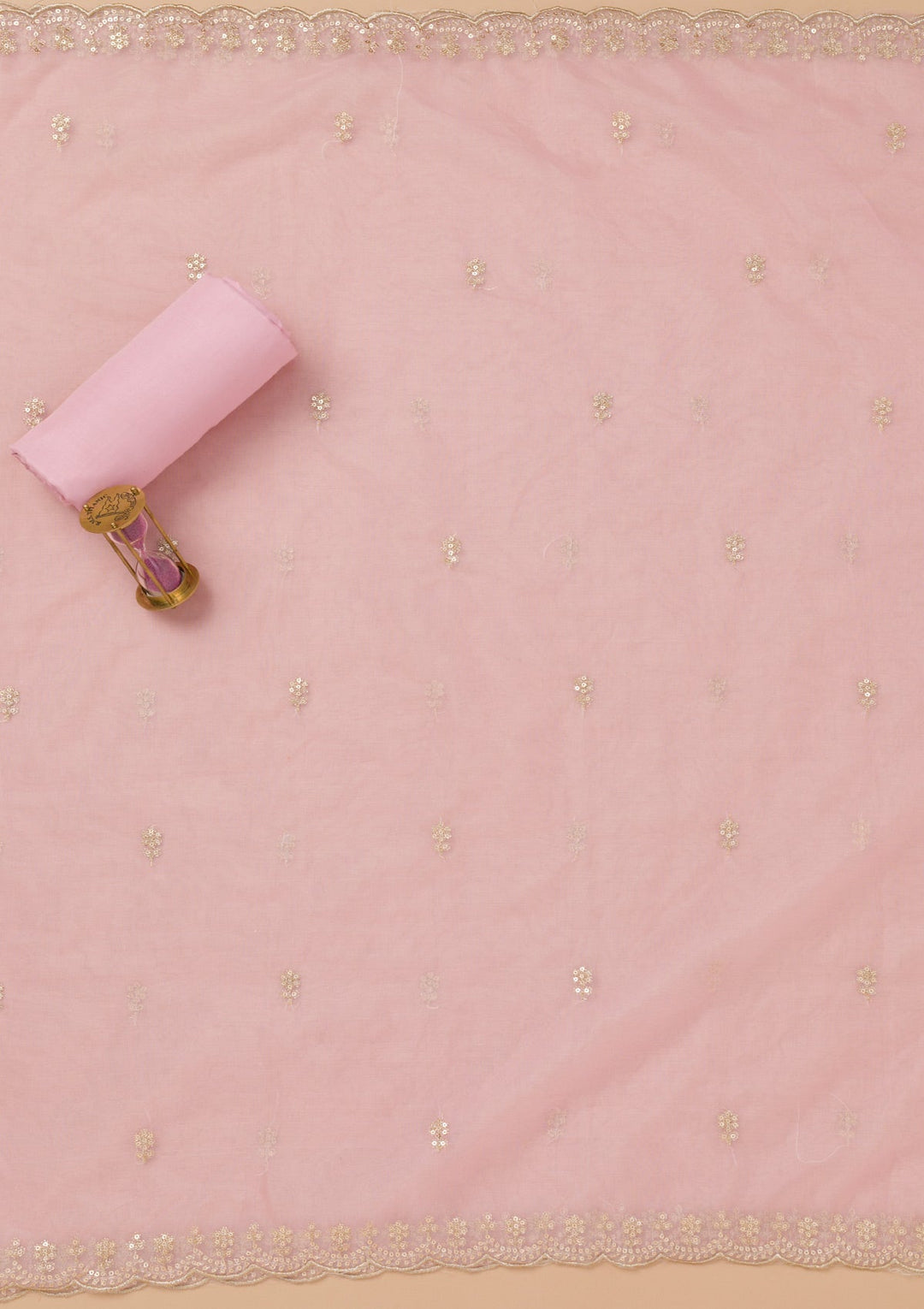 Pink Printed Organza Unstitched Salwar Suit-Koskii