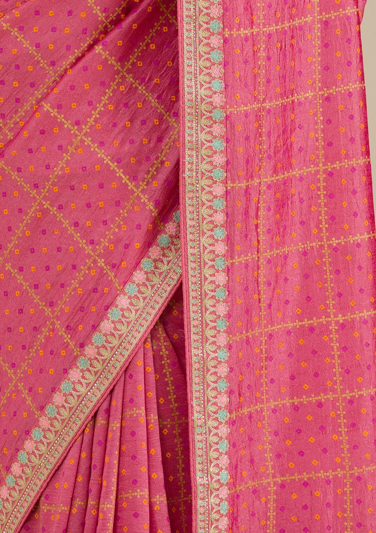 Pink Printed Soft Silk Saree-Koskii