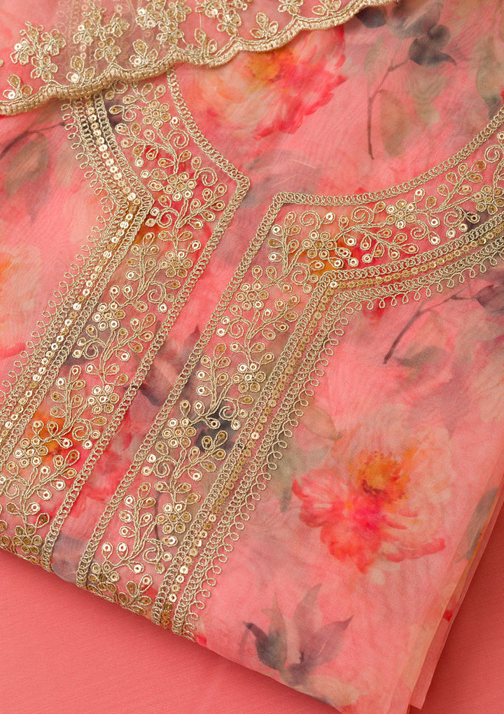 Pink Printed Tissue Unstitched Salwar Suit