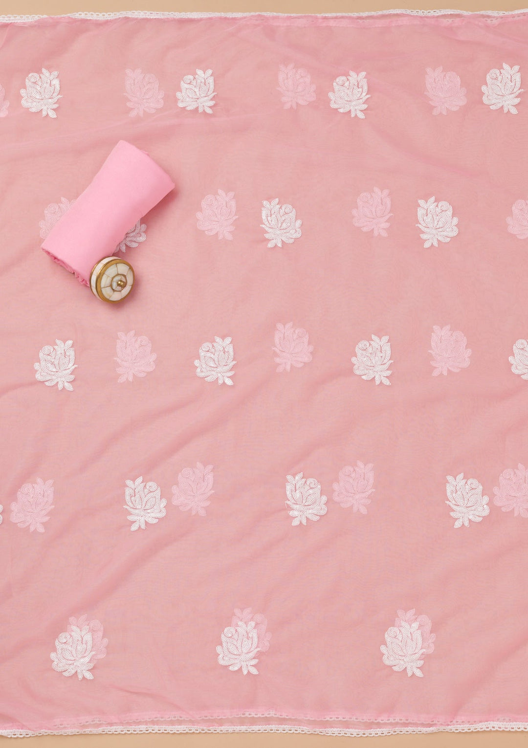Pink Printed Tissue Unstitched Salwar Kameez-Koskii