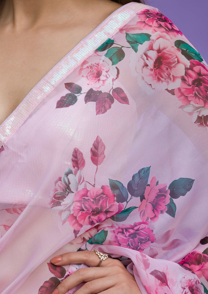 Light Grey Zariwork Net Designer Saree-Koskii