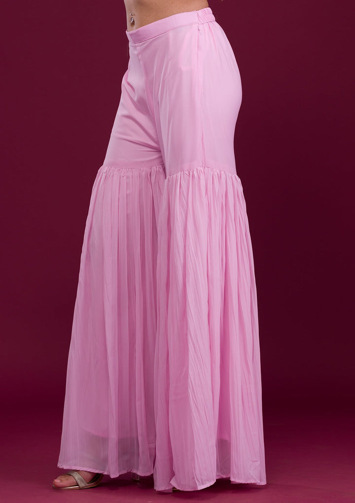 Pink Sequins Georgette Readymade Salwar Kameez-Koskii