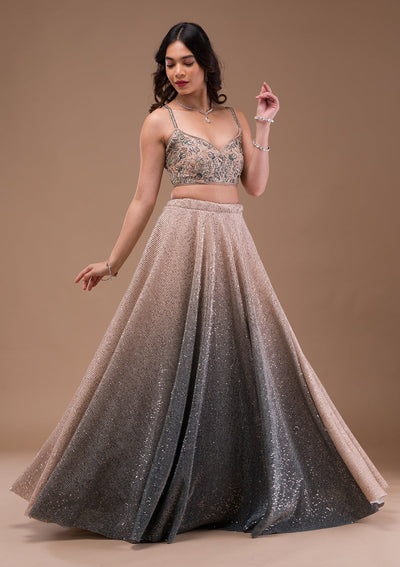 Pink Sequins Lycra Readymade Lehenga-Koskii