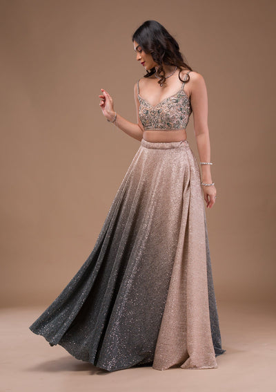 Pink Sequins Lycra Readymade Lehenga-Koskii