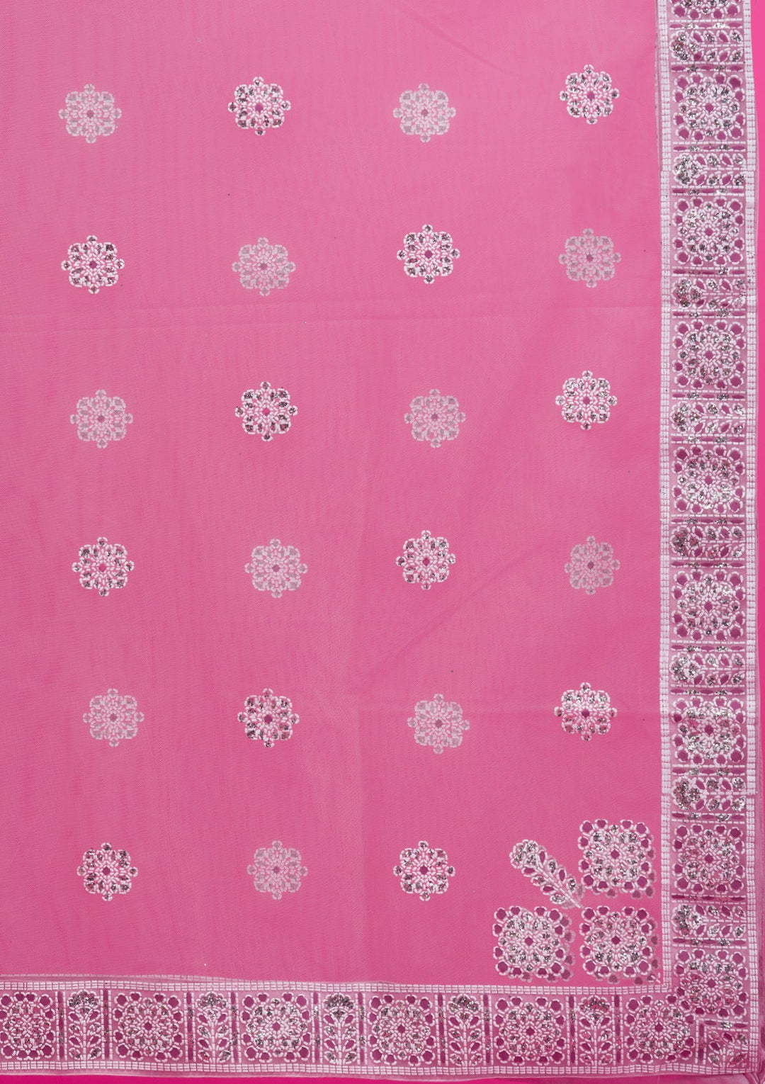 Pink Print Net Readymade Lehenga-Koskii