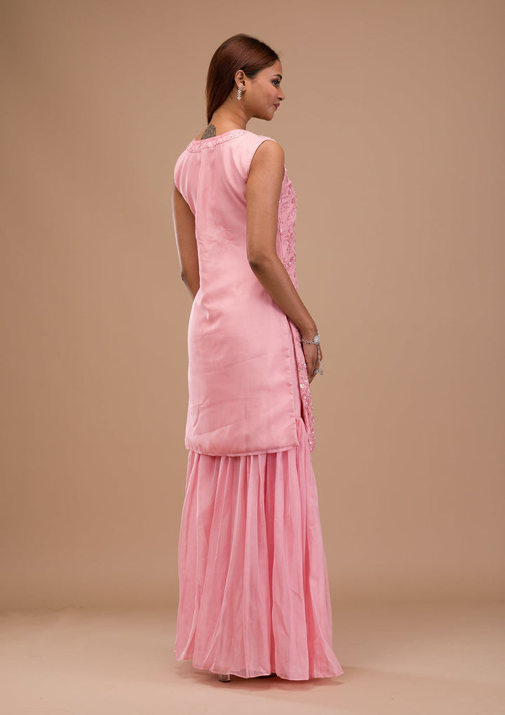 Pink Sequins Tissue Readymade Salwar Suit-Koskii