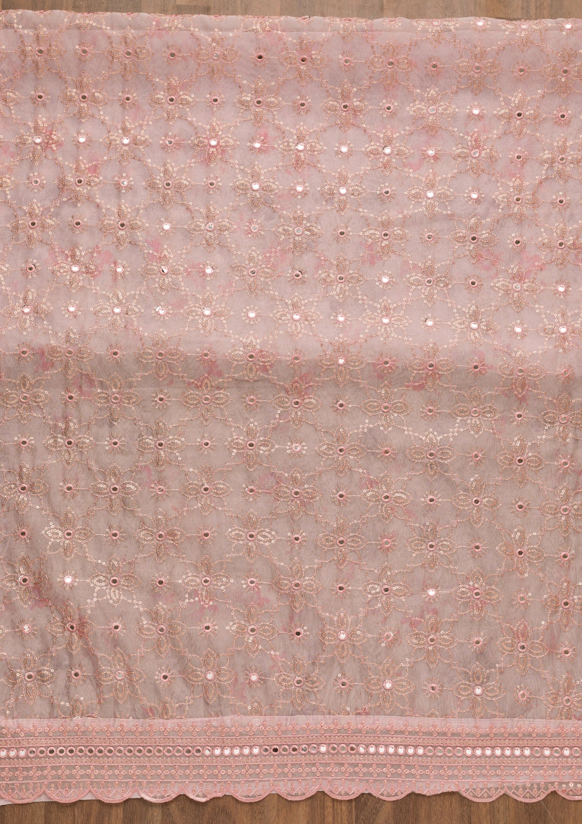 Pink Sequins Tissue Unstitched Salwar Kameez-Koskii
