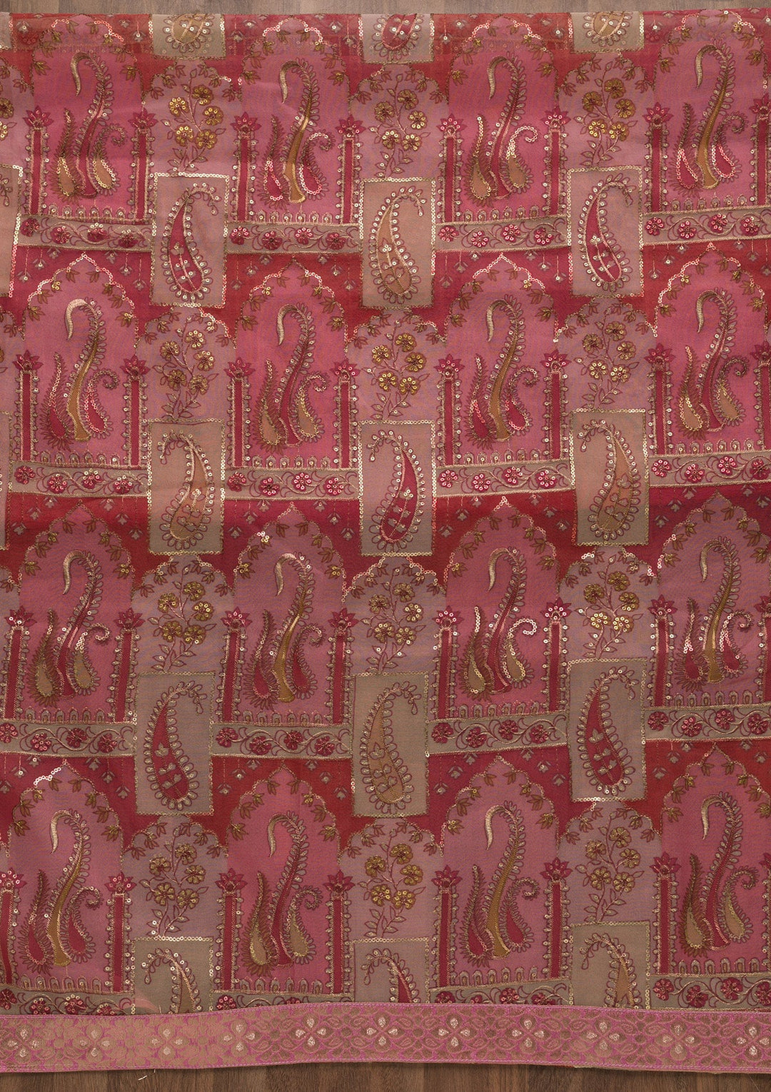 Pink Sequins Tissue Unstitched Salwar Suit-Koskii