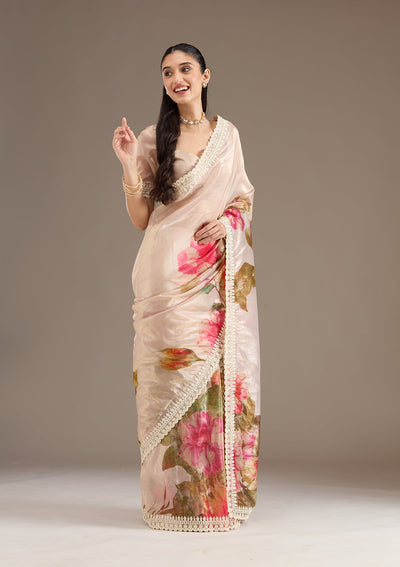 Pink Sequins Tissue Saree-Koskii