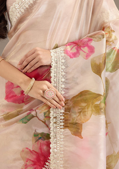 Pink Sequins Tissue Saree-Koskii