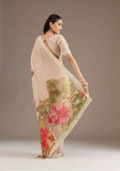 Pink Sequins Tissue Saree-Koskii