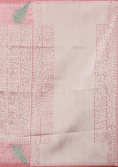 Pink Silver Zariwork Art Silk Saree