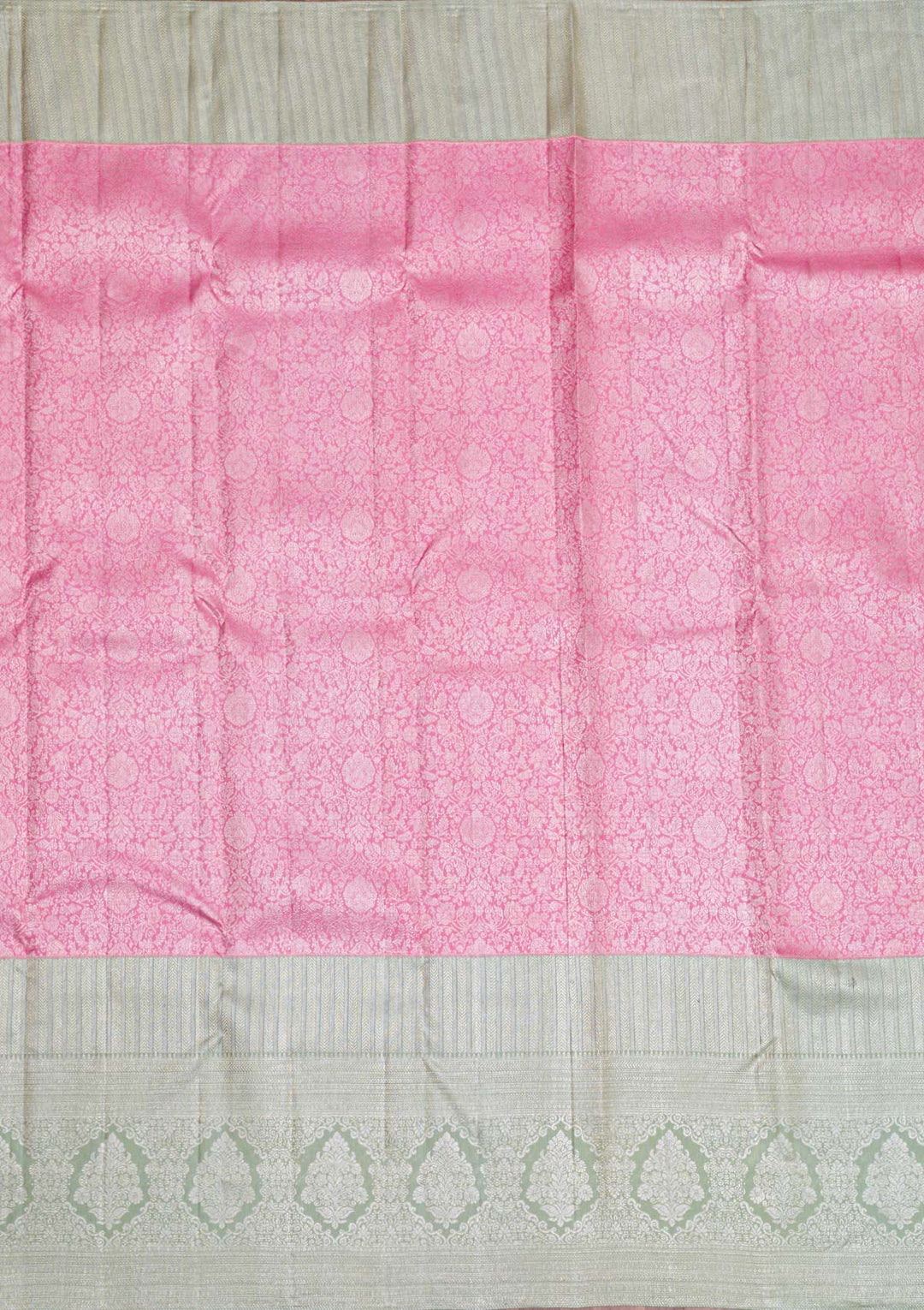 Pink Silver Zariwork Pure Silk Saree-Koskii