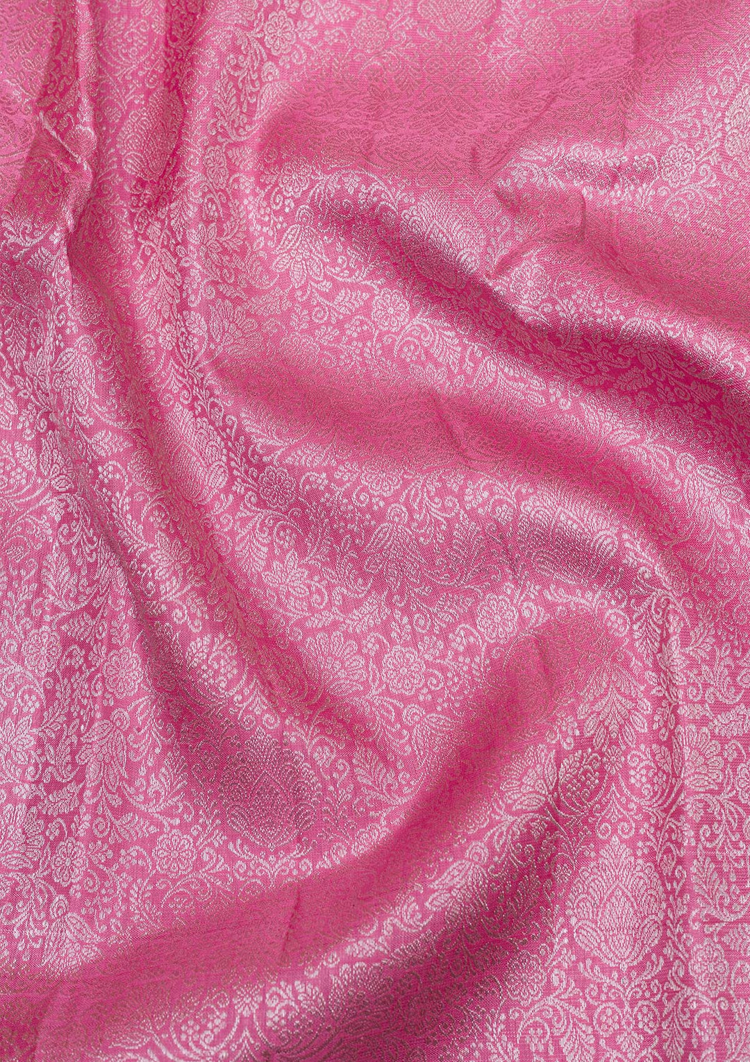 Pink Silver Zariwork Pure Silk Saree-Koskii