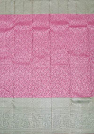 Pink Silver Zariwork Pure Silk Saree-Koskii