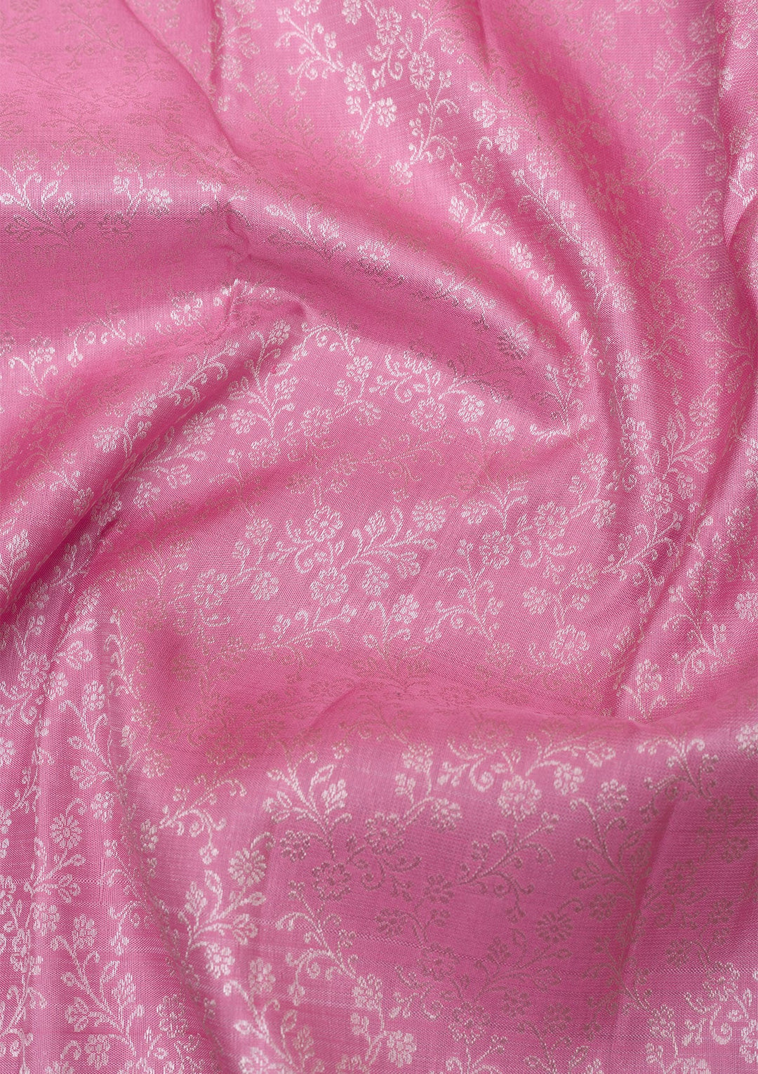 Pink Silver Zariwork Pure Silk Saree-Koskii