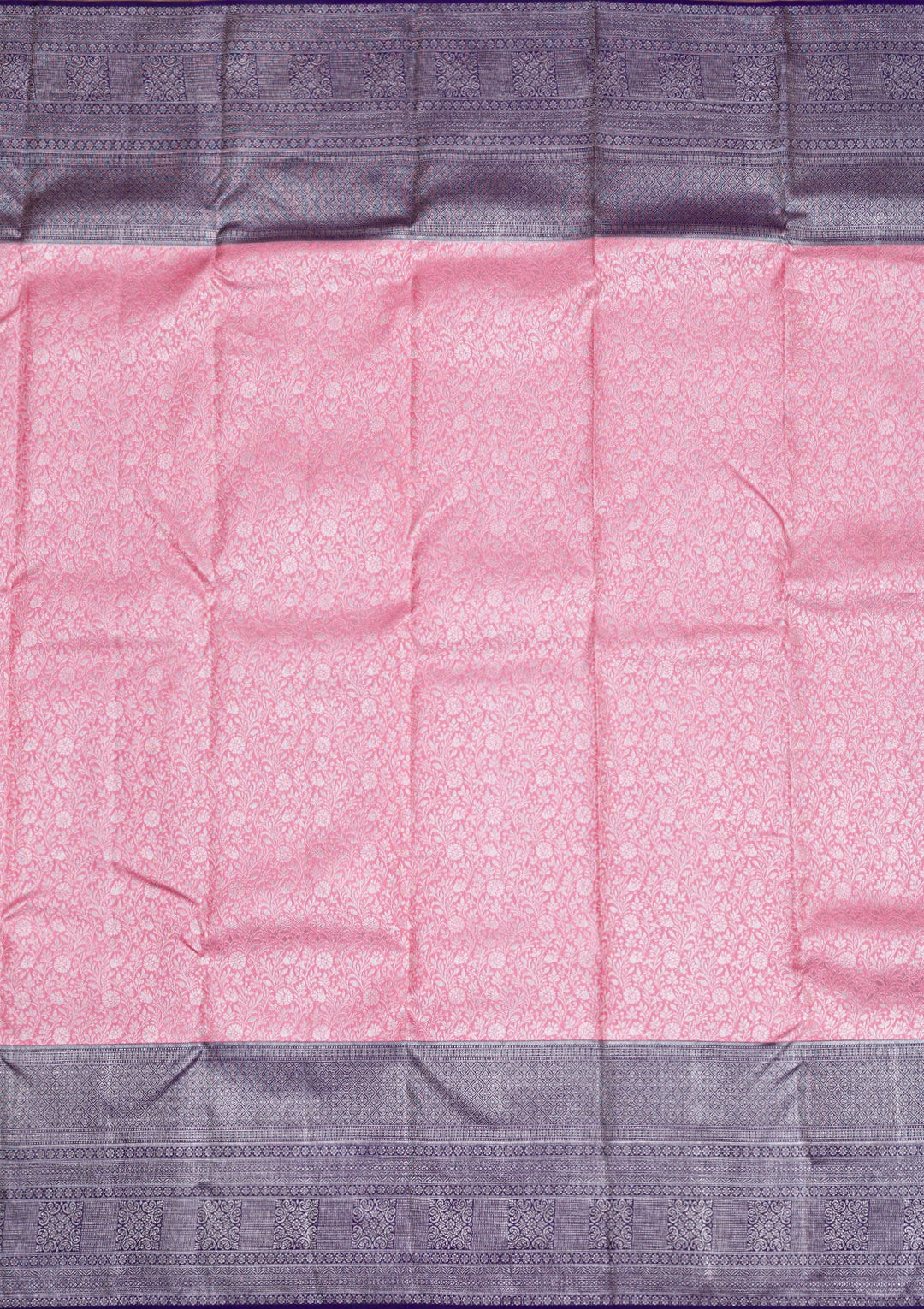 Pink Silver Zariwork Pure Silk Saree-Koskii