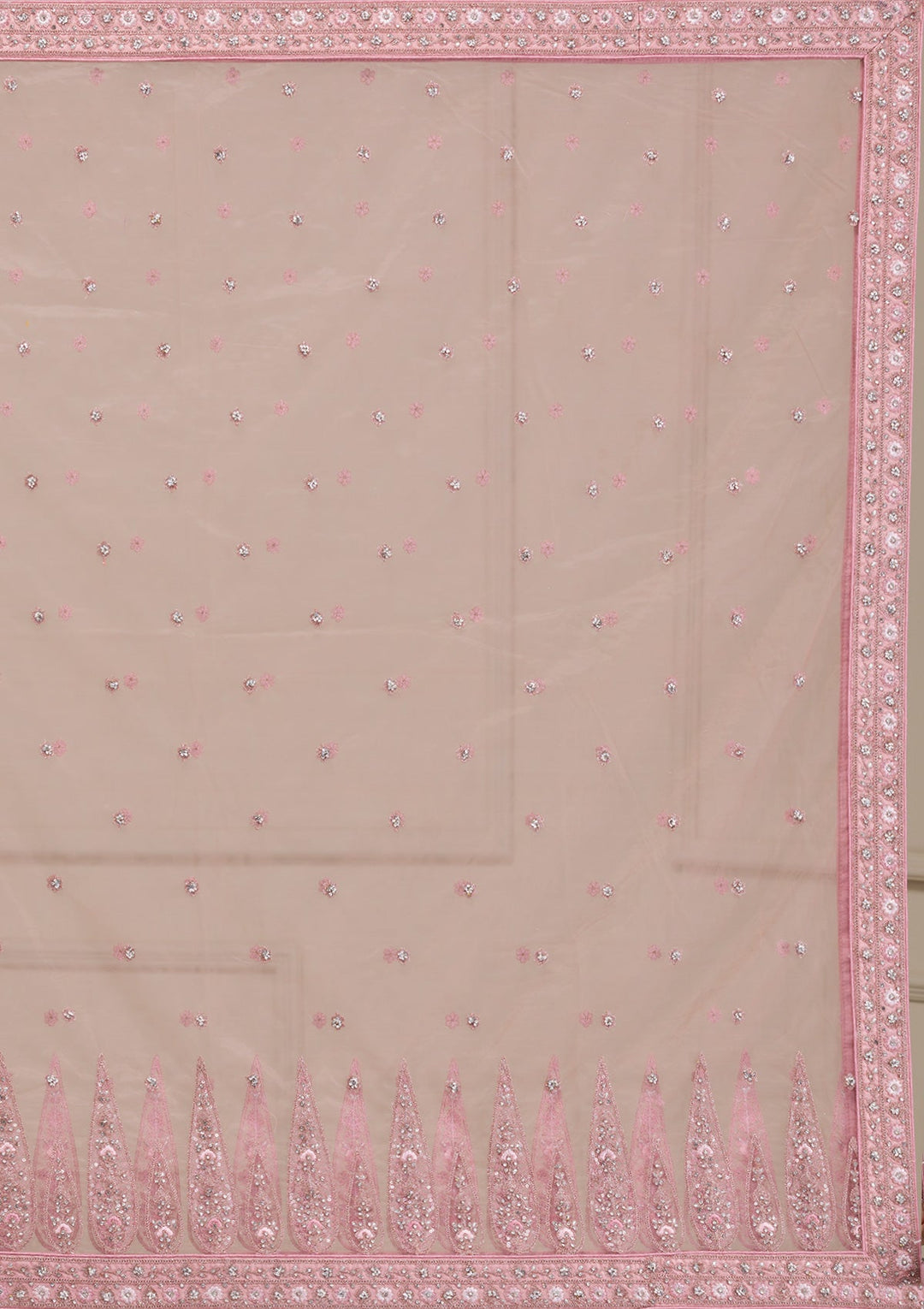 Pink Stonework Net Readymade Lehenga-Koskii