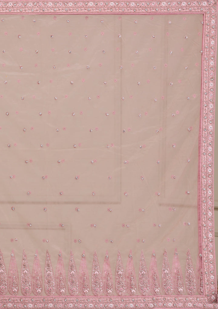 Pink Stonework Net Readymade Lehenga-Koskii