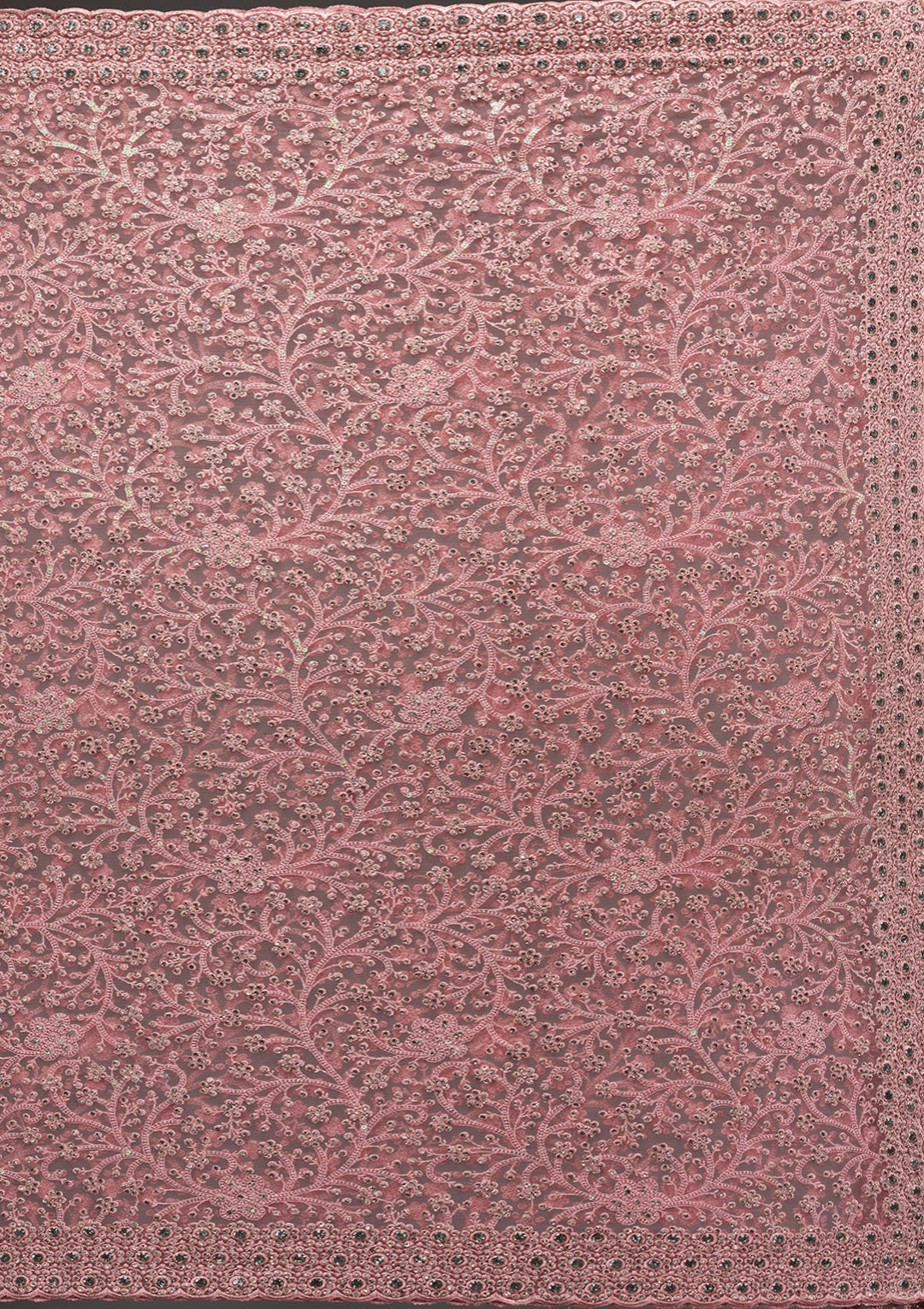 Pink Stonework Net Saree-Koskii