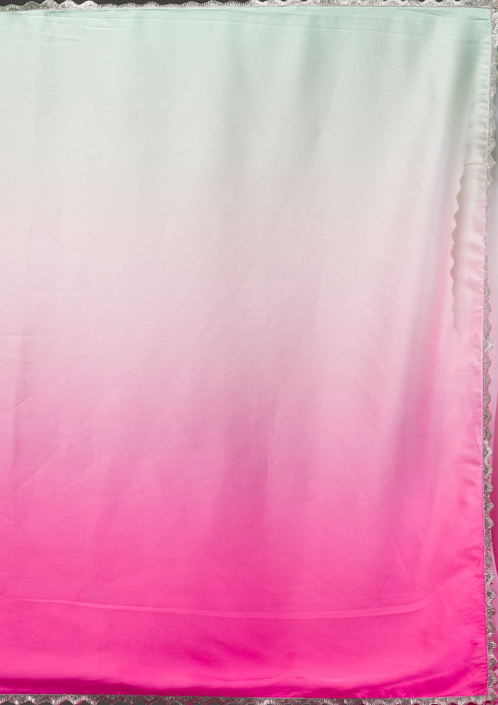 Pink Stonework Satin Saree-Koskii