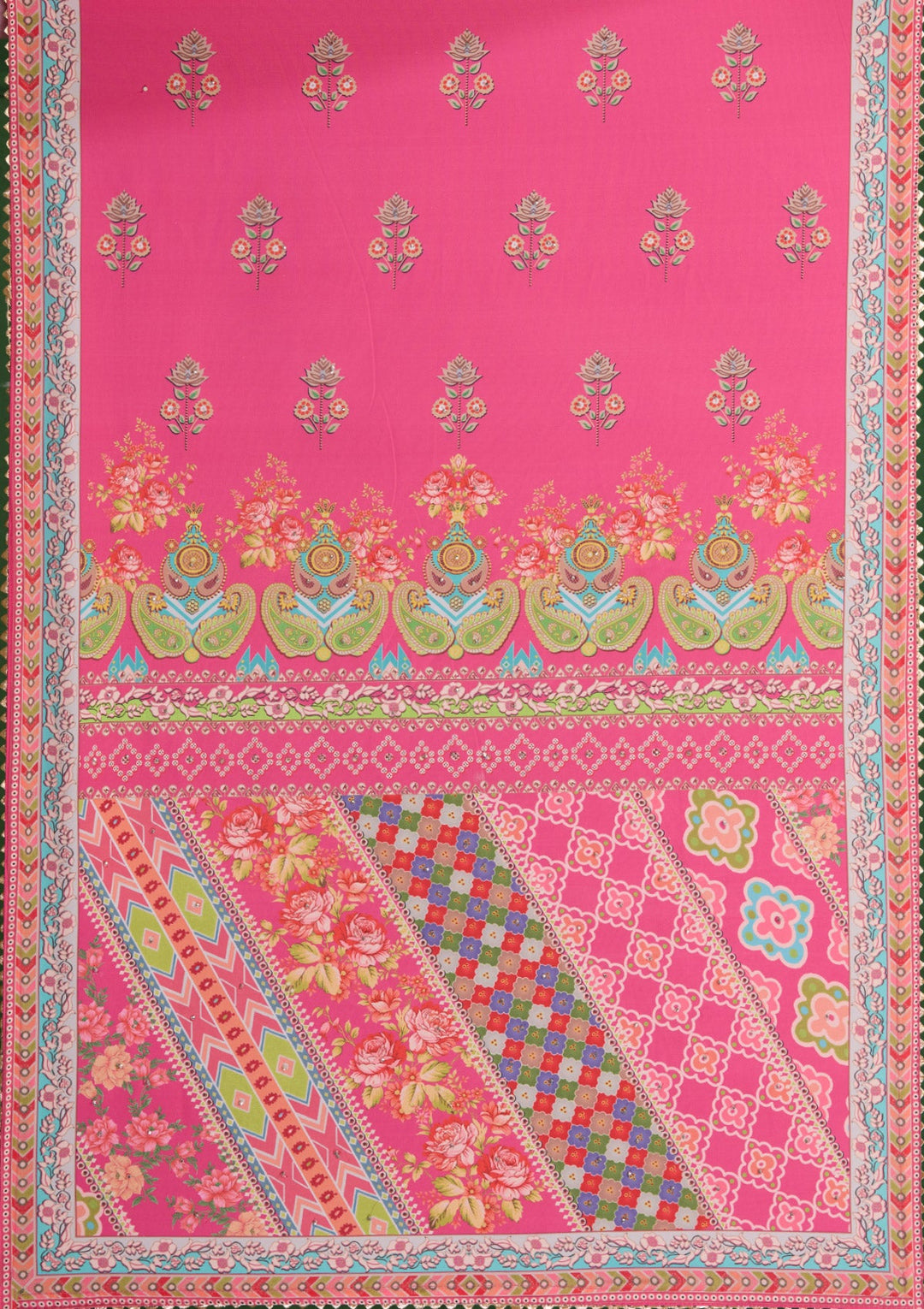 Pink Stonework Semi Crepe Readymade Salwar Suit-Koskii