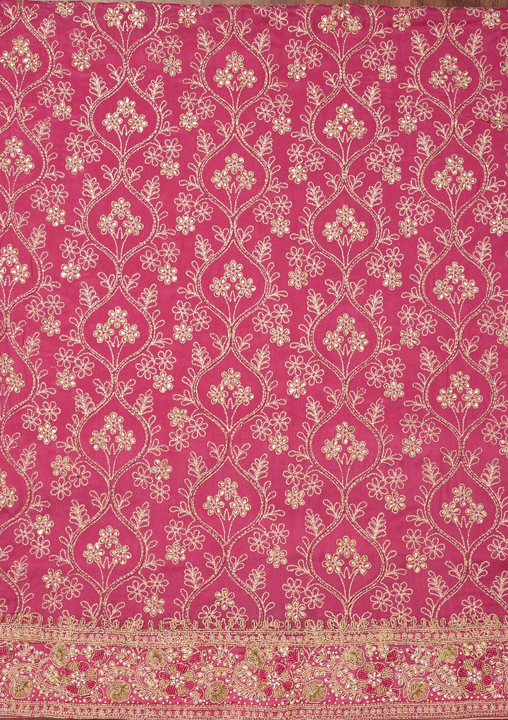 Pink Stonework Semi Crepe Unstitched Salwar Suit-Koskii
