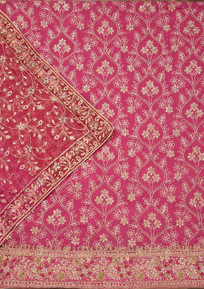 Pink Stonework Semi Crepe Unstitched Salwar Suit-Koskii