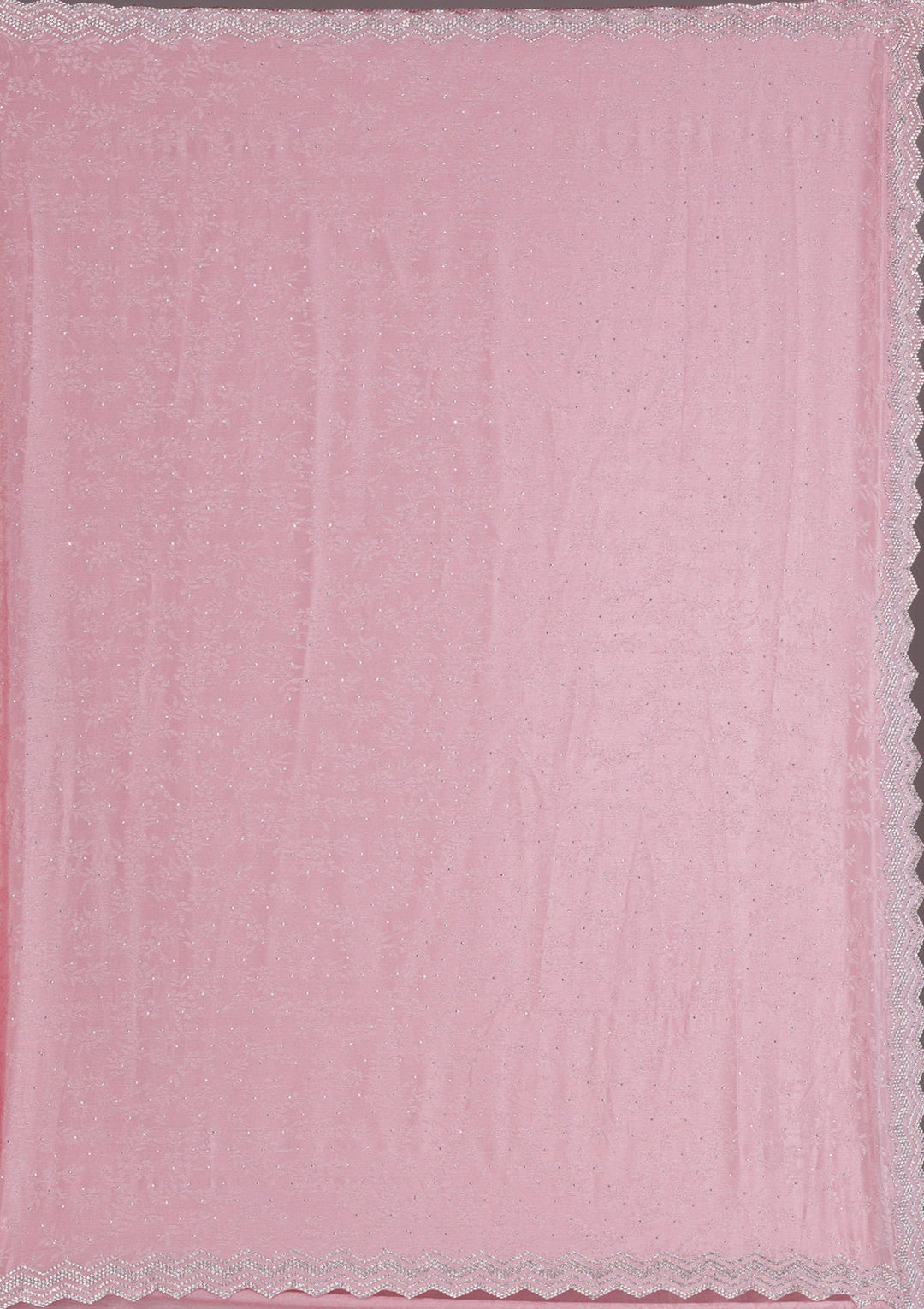 Pink Stonework Semi Crepe Saree-Koskii