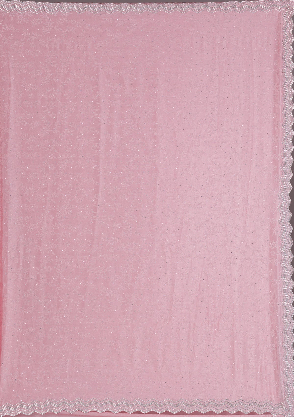 Pink Stonework Semi Crepe Saree-Koskii